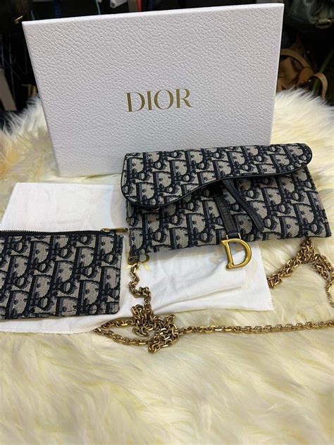 dior long wallet on chain|long saddle wallet with chain.